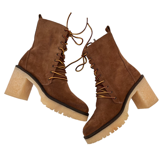 Free people Dylan Lace up boots Chunky Heel Women Size US10/EU40 - Picture 3 of 14